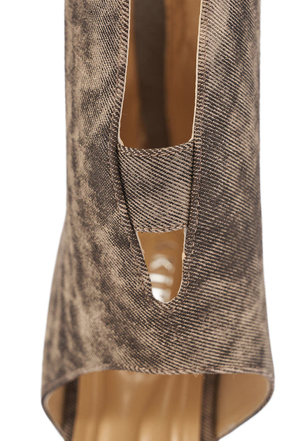 AKIRA GOLD RAFFAELLO BROWN WOVEN ROUND TOE WEDGE SANDAL