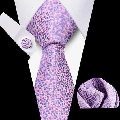 Tie For Men Classic Plaid Handkerchiefs Red Necktie Cufflinks For Men Blouse Business Wedding Accessories Women Collar Man Gift