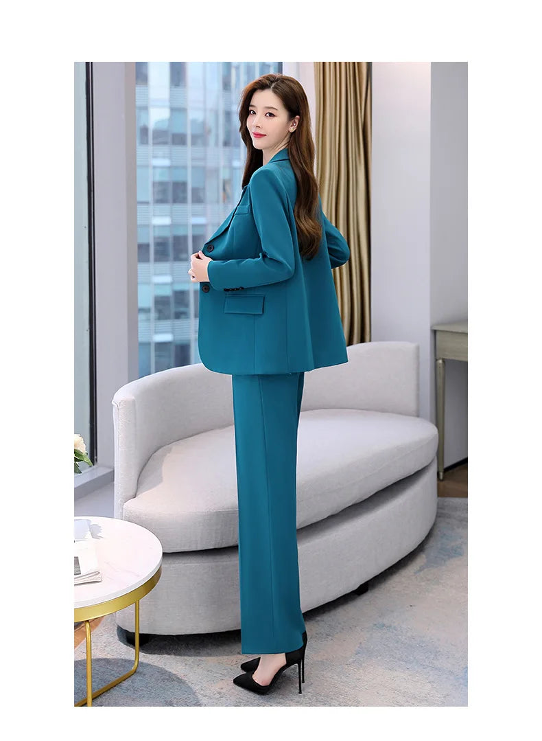 Fashion Casual Pants Suit the New Korean Pop Lapel Loose Pants Blouse Professional Suit Two-piece Women Elegant Set