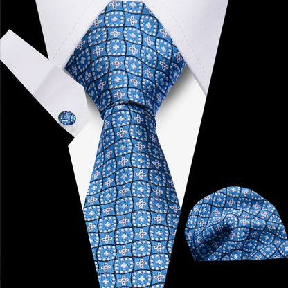 Classic Elegant Ties For Men Fashion Gifts Striped Solid Necktie Handchief Cufflink 3 Pcs Set Wedding Business Suit Accessories