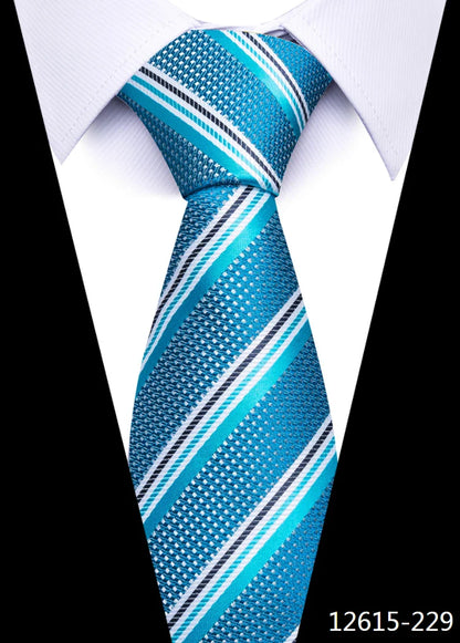 Tie For Men Newest design Luxurious 7.5 cm Necktie Shirt Accessories Striped Dark Red Man's New Year's Day