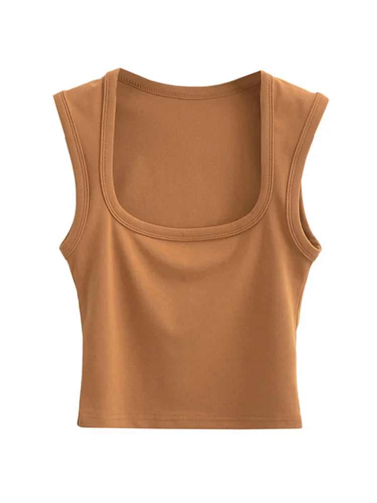 Deep Square Collar Vests 2023 Summer New Fashion Sexy Women's Crop Tops Sling Vest Camis
