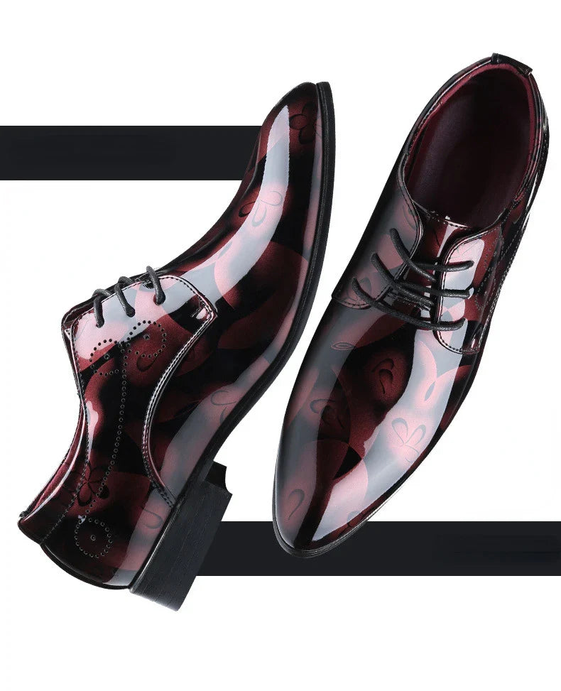 Luxury Men Oxford Shoes Retro Floral Pattern Men Dress Shoes Fashion Lace-Up Flats High Quality Business Men Party Wedding Shoes