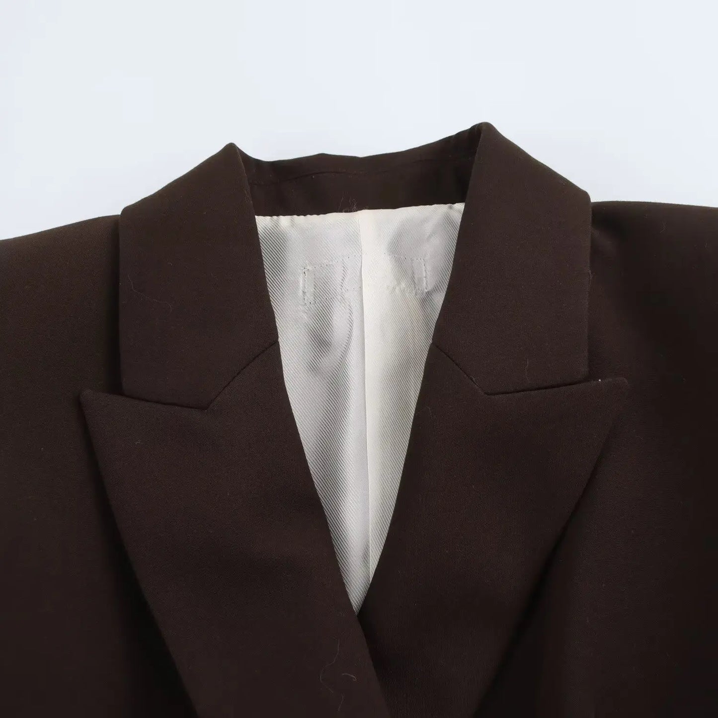 HH Women New Fashion Blazer Suit Lapel Double-Breasted Pocket Casual Coat+Chic High Waist Loose Zipper Slim Long Pants Suit