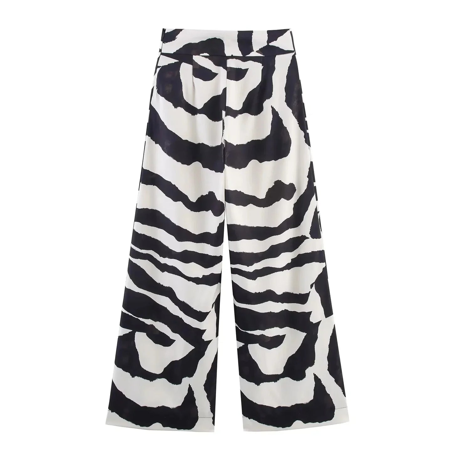 KONDALA Vintage Zebra Print Women Suits V Neck Oversized Long Blazer High Waist Wide Leg Pants Fashion 2025 Fall Streetwear Suit