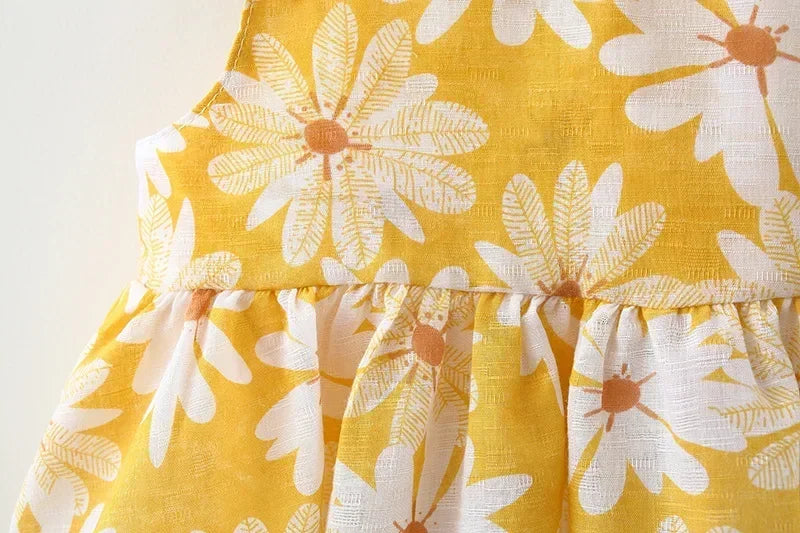 (Girls 0-3 Years Old) Summer New Girls Dress Floral Print Little Fresh Everyday Sweet Princess Dress with Bow