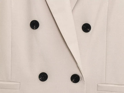 ETJ 2025  Women's Spring New suit Set with shoulder padded double-breasted blazer & high-waisted pleated wide-legged pants