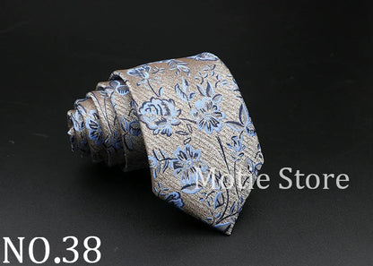 New Style Fashion Jacquard Floral Paisley Necktie Polyester Male Narrow Red Blue Tie Suit Shirt Gift For Men Accessory Gravatas