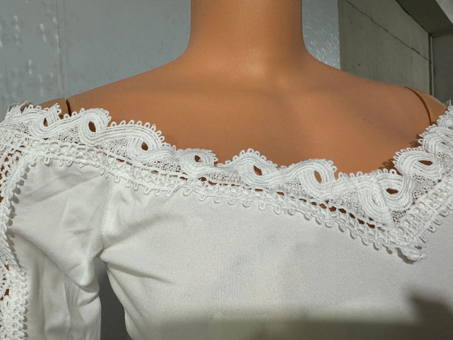 2023 Autumn Winter Spring New Fashion Casual Sexy Blouses Off Shoulder Hollow Out Lace Top Female Clothing TShirts Pullover Tops