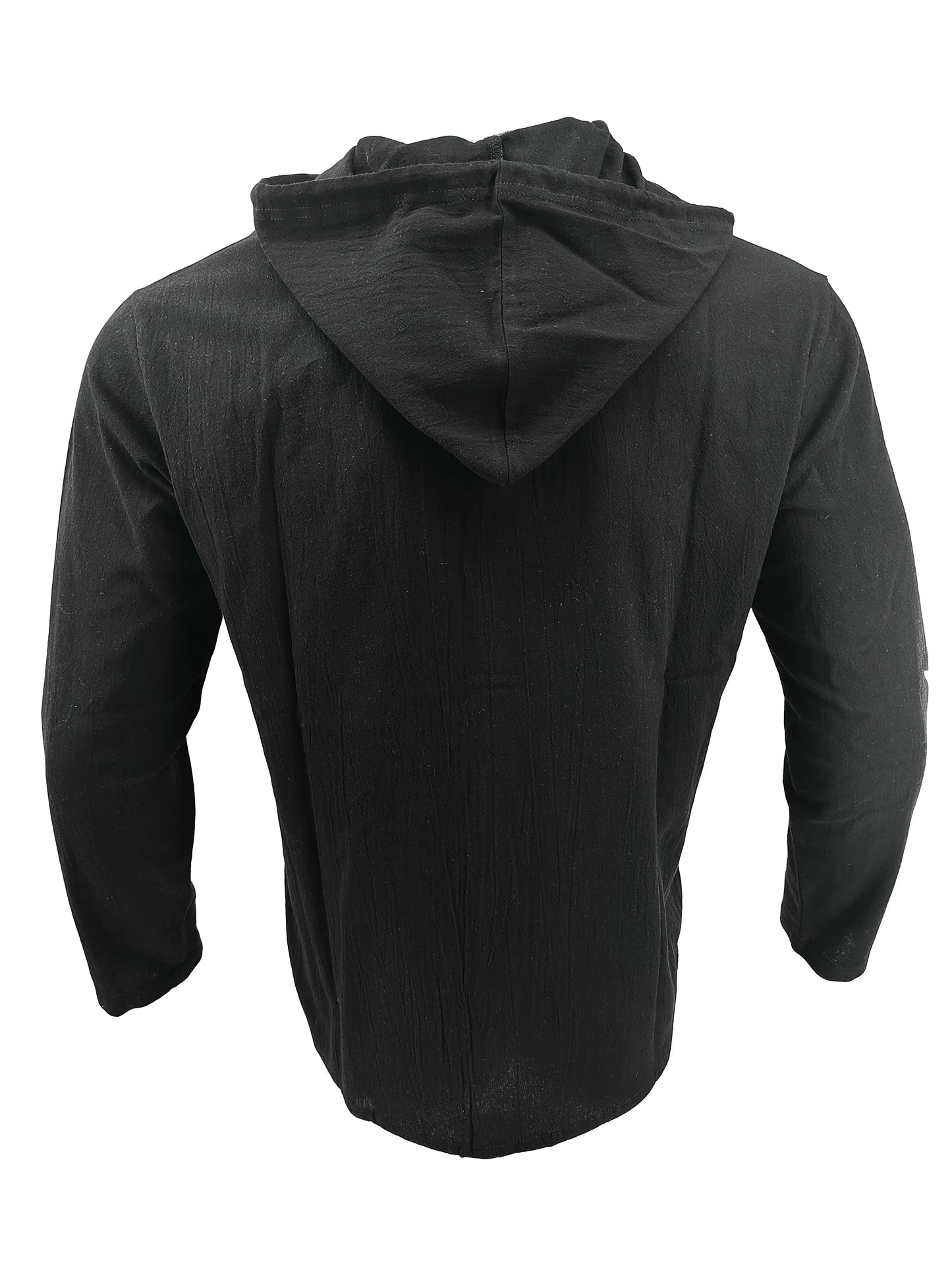 Summer Men's Linen Shirt Solid Streetwear Long Sleeve Hoodie Cardigan Clothing For Men Button Tops Casual Loose Men Hooded Shirt