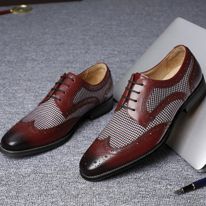 Casual Shoes For Men Men'S Large Size British Style Leather Shoes Color Matching Lace-Up Men'S Uniquely Designed Leather Shoes