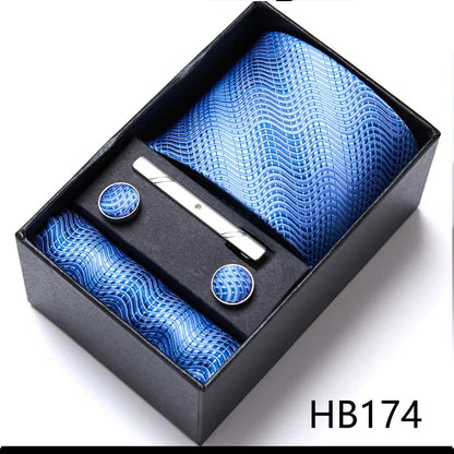 Jacquard Fashion Brand Tie Pocket Squares Set For Men Tie Handkerchief  Cufflink Necktie Gift Box Fit Wedding Holiday Workplace