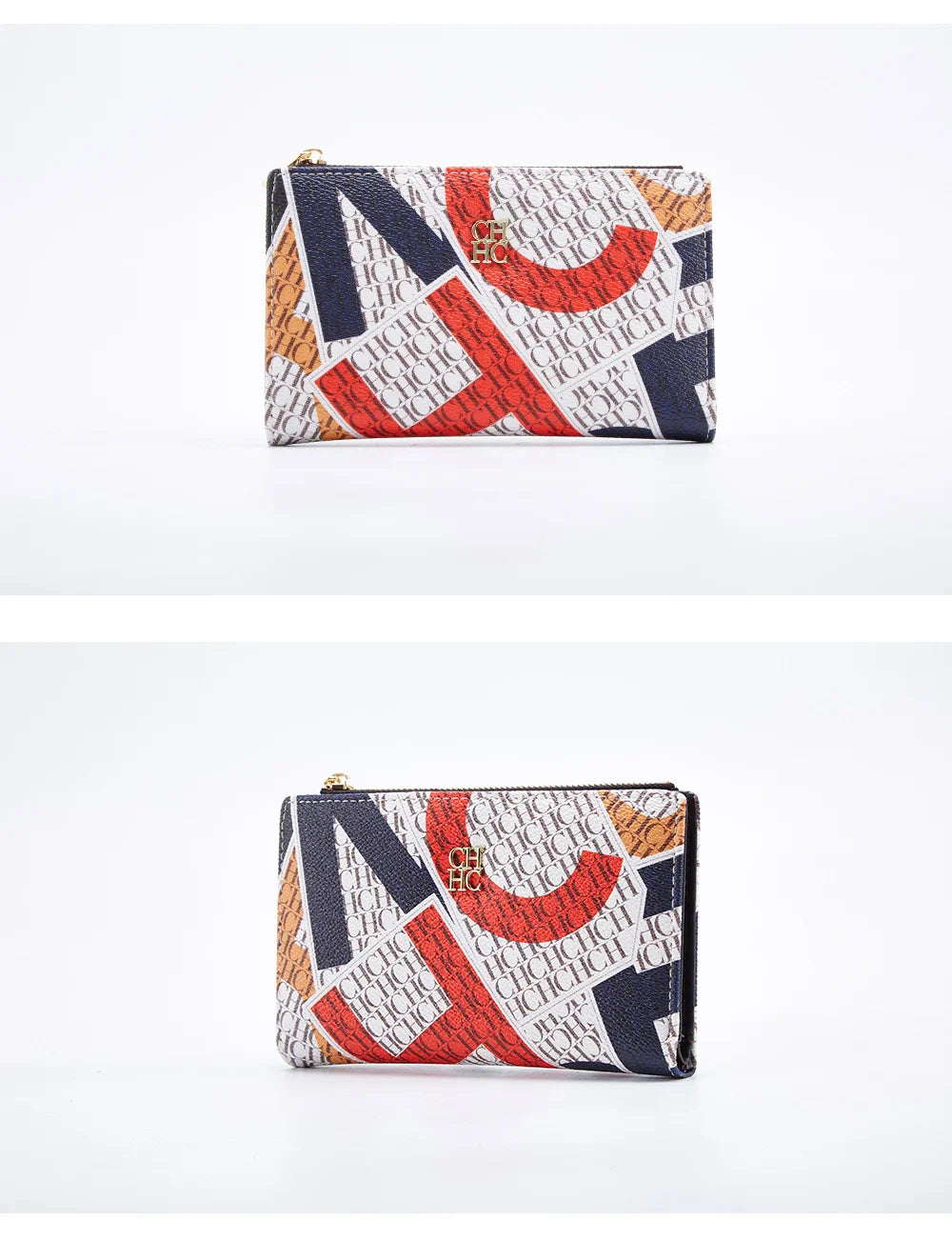 CHCH-Women's Cartoon Printing Long Wallet Retro Classic Wallet PVC Material Fashion Simple Large Capacity Bags