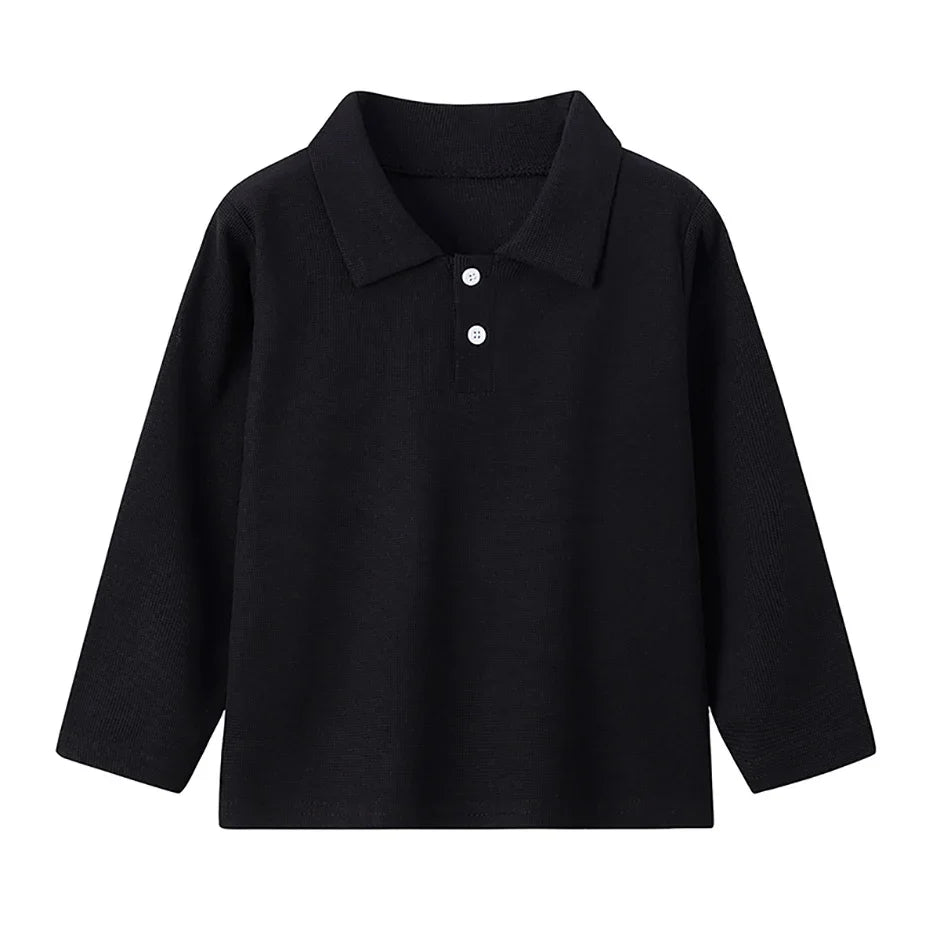 Children's solid color POLO shirt boy handsome fashion sports T-shirt girl lapel casual and comfortable half sleeve.