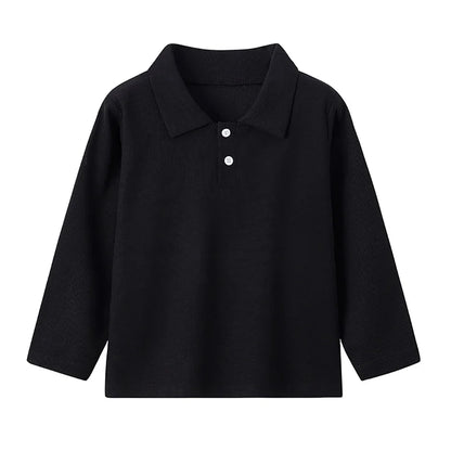 Children's solid color POLO shirt boy handsome fashion sports T-shirt girl lapel casual and comfortable half sleeve.