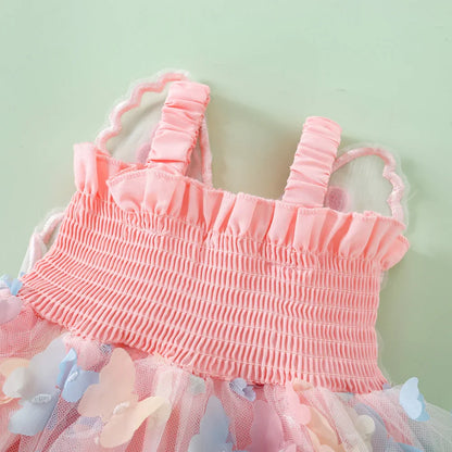 Baby Girl Party Princess Dress Summer Toddler 3d Fairy Butterfly Wings Hanging Strap Mesh Cute Fashion Dress