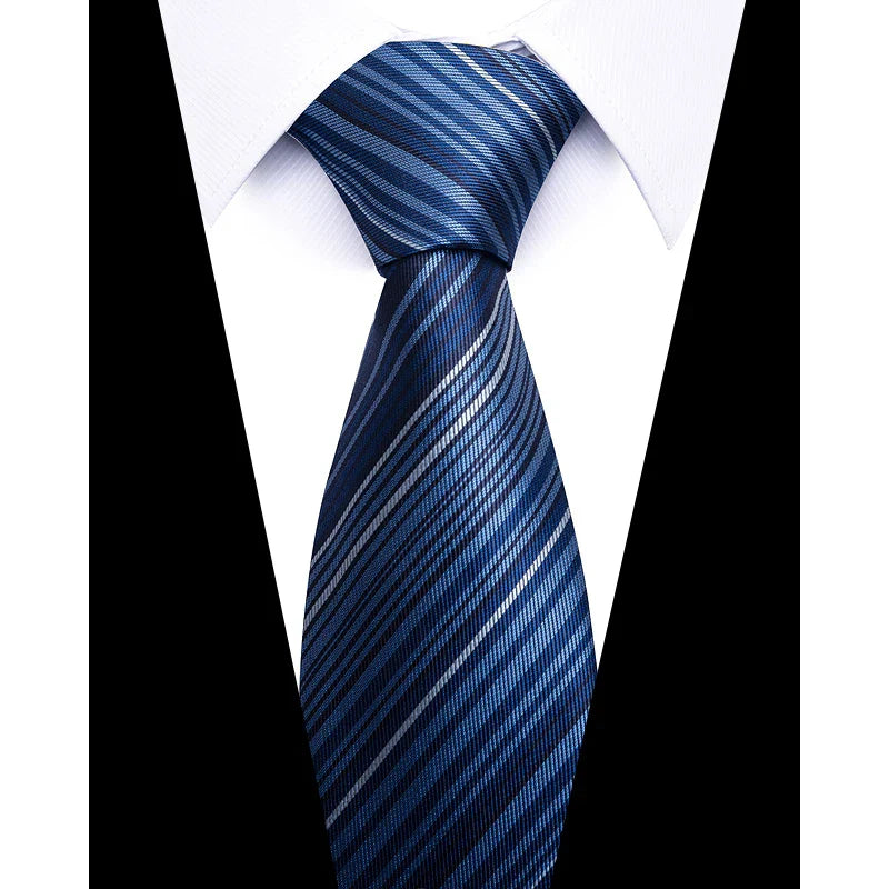 Tie For Men Newest design Luxurious 7.5 cm Necktie Shirt Accessories Striped Dark Red Man's New Year's Day
