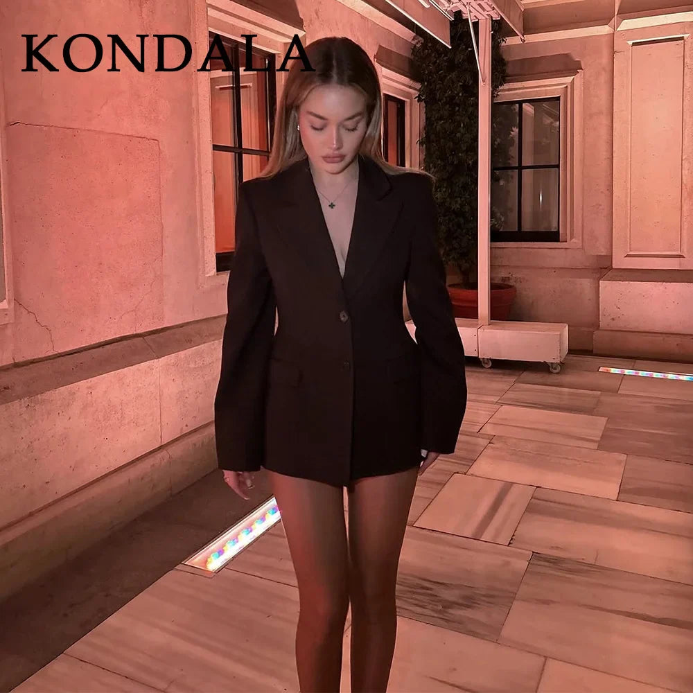 KONDALA 2026 Spring Summer Elegant Valentine‘s Day Suits Fashion Shrug Pockets Blazers Elegant Zipper Skirts Chic Baggy Pants