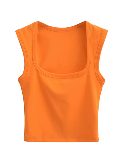 Deep Square Collar Vests 2023 Summer New Fashion Sexy Women's Crop Tops Sling Vest Camis