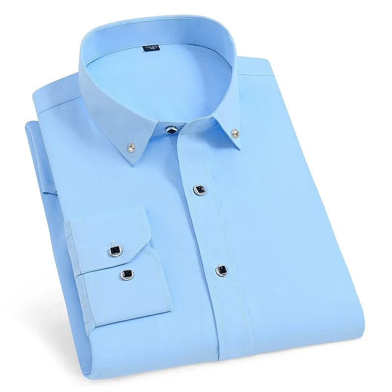 2024 Men's Long-sleeved Plaid Casual Shirts Fashion Classic Striped Business Social Dress Shirts Breathable Cotton Men Blousers