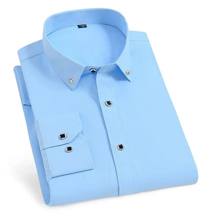 2024 Men's Long-sleeved Plaid Casual Shirts Fashion Classic Striped Business Social Dress Shirts Breathable Cotton Men Blousers