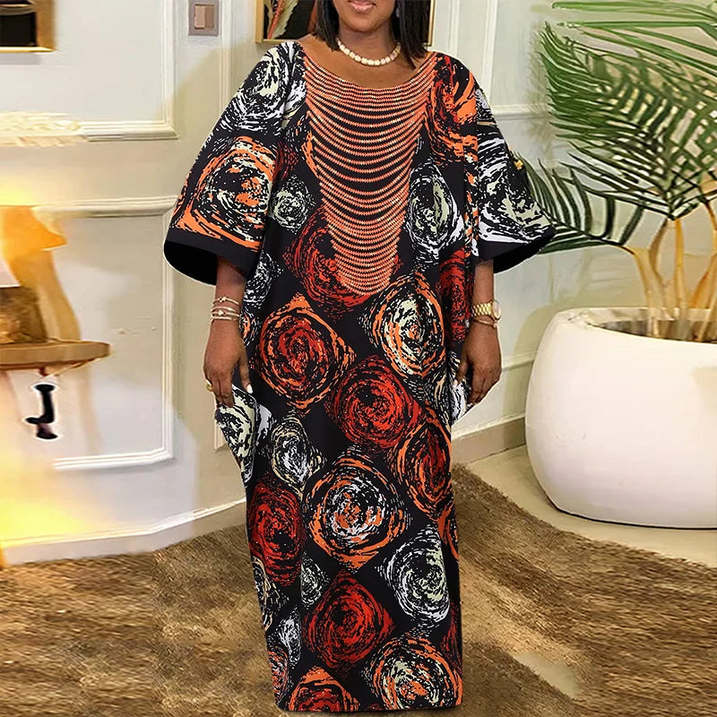 Plus Size VONDA Women Foral Printing Bohemian Maxi Dress 2025 Causal Puff Sleeve Sundress Holiday Eelgant Vestido NO Tassel