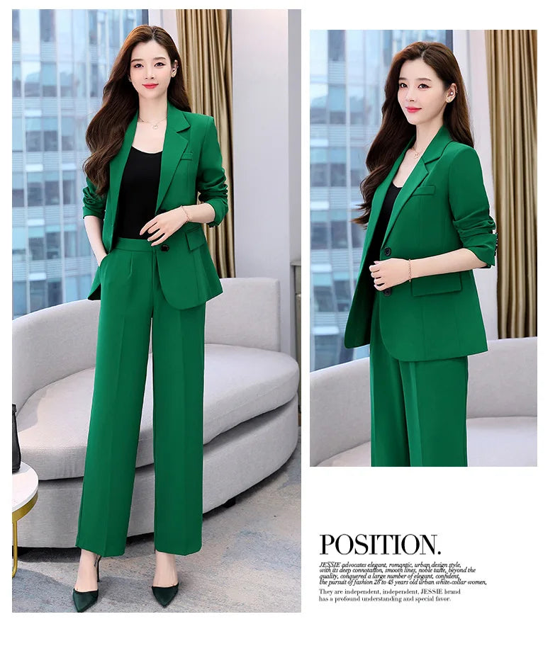 Fashion Casual Pants Suit the New Korean Pop Lapel Loose Pants Blouse Professional Suit Two-piece Women Elegant Set
