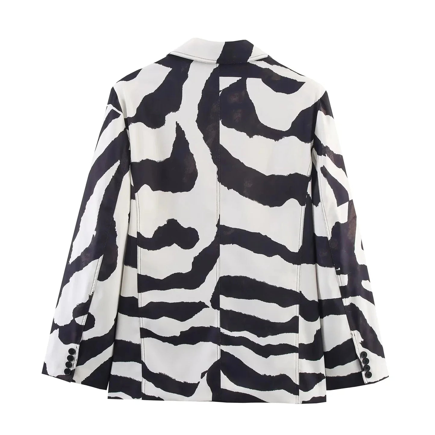 KONDALA Vintage Zebra Print Women Suits V Neck Oversized Long Blazer High Waist Wide Leg Pants Fashion 2025 Fall Streetwear Suit