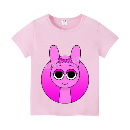 Sprunki Kids T-shirt Summer Children Incredibox Game Cotton Short Sleeve Top Boy Anime Fashion Cute Tee Girl Casual Clothes Gift