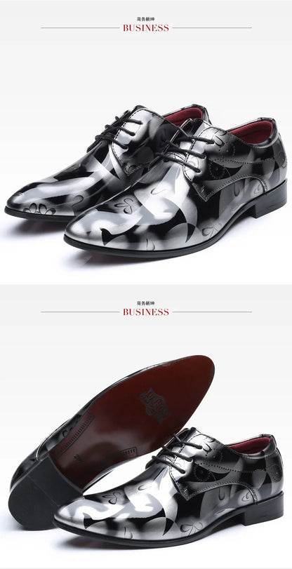Luxury Men Oxford Shoes Retro Floral Pattern Men Dress Shoes Fashion Lace-Up Flats High Quality Business Men Party Wedding Shoes