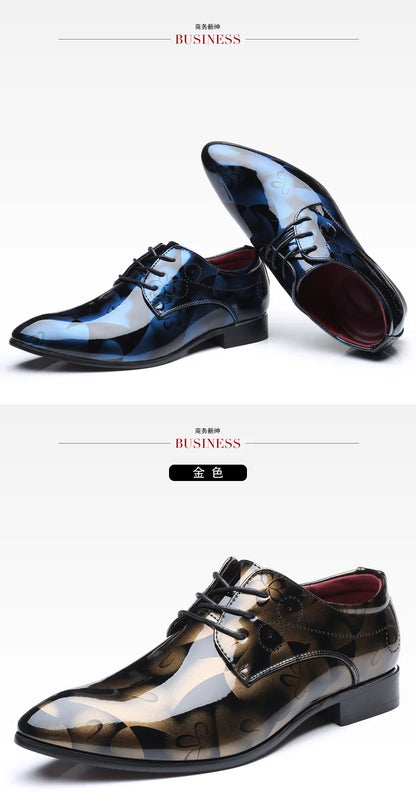 Luxury Men Oxford Shoes Retro Floral Pattern Men Dress Shoes Fashion Lace-Up Flats High Quality Business Men Party Wedding Shoes