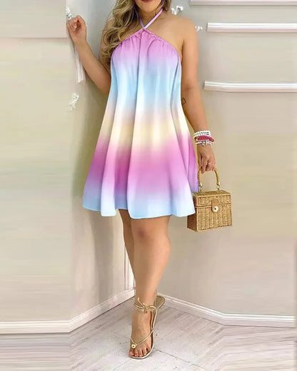 Floral Print Halter Neck Dress Boho Backless Halter Dress For Spring  Summer Women's Clothing