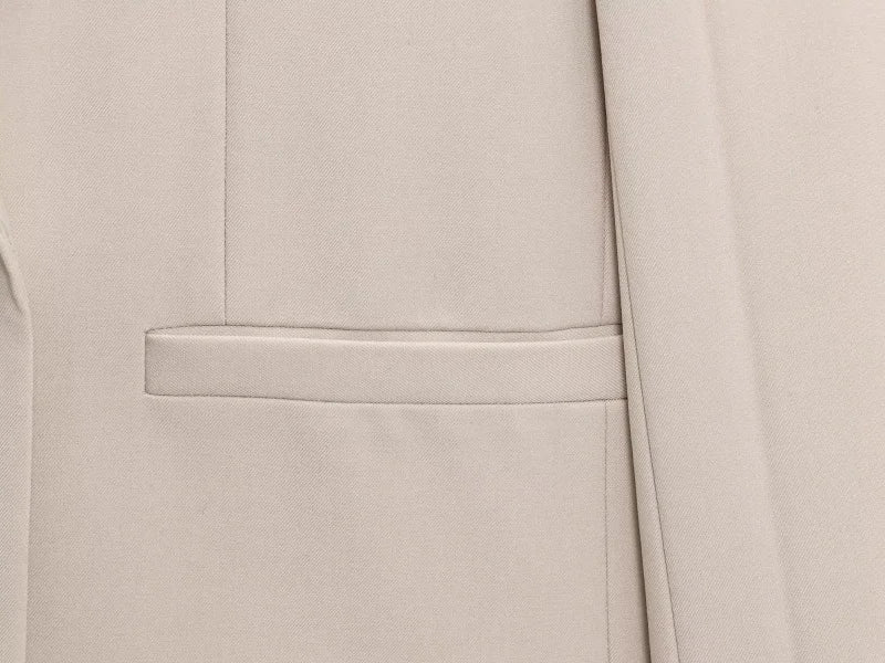 ETJ 2025  Women's Spring New suit Set with shoulder padded double-breasted blazer & high-waisted pleated wide-legged pants