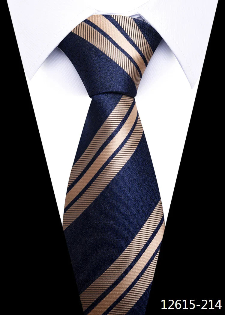Tie For Men Newest design Luxurious 7.5 cm Necktie Shirt Accessories Striped Dark Red Man's New Year's Day