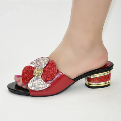 New Fashion Luxury Shoe Women Designers Nigerian Party Pumps Wedding med Heels Plus Size Ladies Sandals with Heels Slip on Shoes