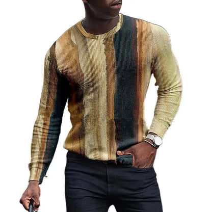 Practical Men Sport Shirts  Stylish Anti-deform Men Sweater  Patchwork Long Sleeve Pullover Sweater