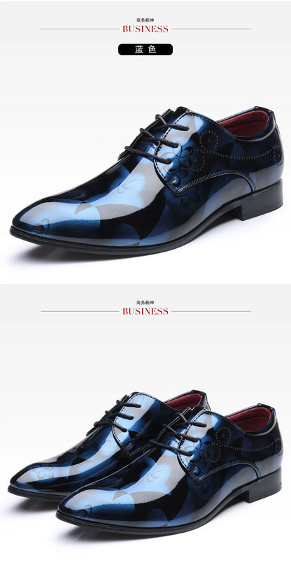 Luxury Men Oxford Shoes Retro Floral Pattern Men Dress Shoes Fashion Lace-Up Flats High Quality Business Men Party Wedding Shoes