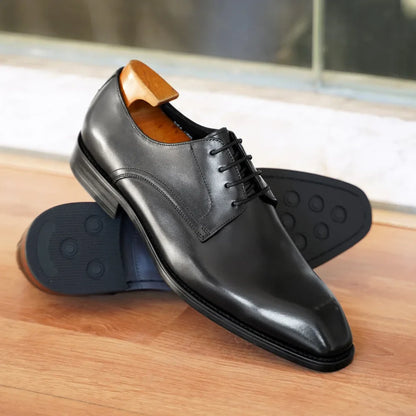 Men's Business Casual Shoes Distressed Wood Grain Square Toe Leather Derby Comfortable Office Wear Formal Dress Shoes Footwear