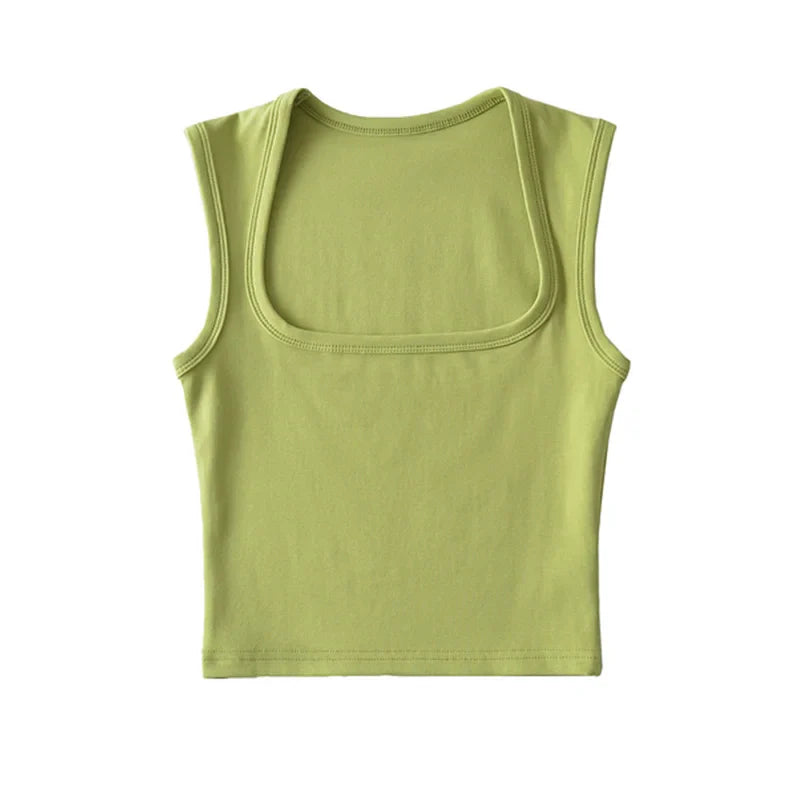 Deep Square Collar Vests 2023 Summer New Fashion Sexy Women's Crop Tops Sling Vest Camis