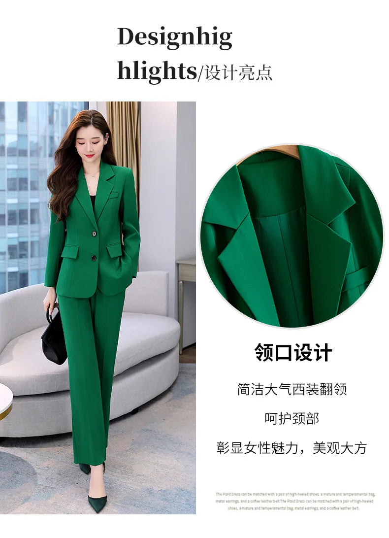 Fashion Casual Pants Suit the New Korean Pop Lapel Loose Pants Blouse Professional Suit Two-piece Women Elegant Set