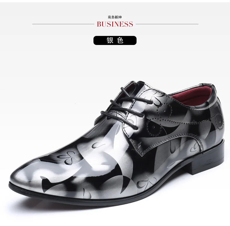 Luxury Men Oxford Shoes Retro Floral Pattern Men Dress Shoes Fashion Lace-Up Flats High Quality Business Men Party Wedding Shoes