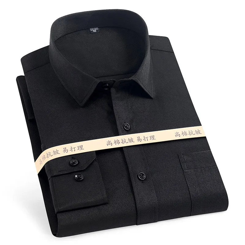 2024 Men's Long-sleeved Plaid Casual Shirts Fashion Classic Striped Business Social Dress Shirts Breathable Cotton Men Blousers