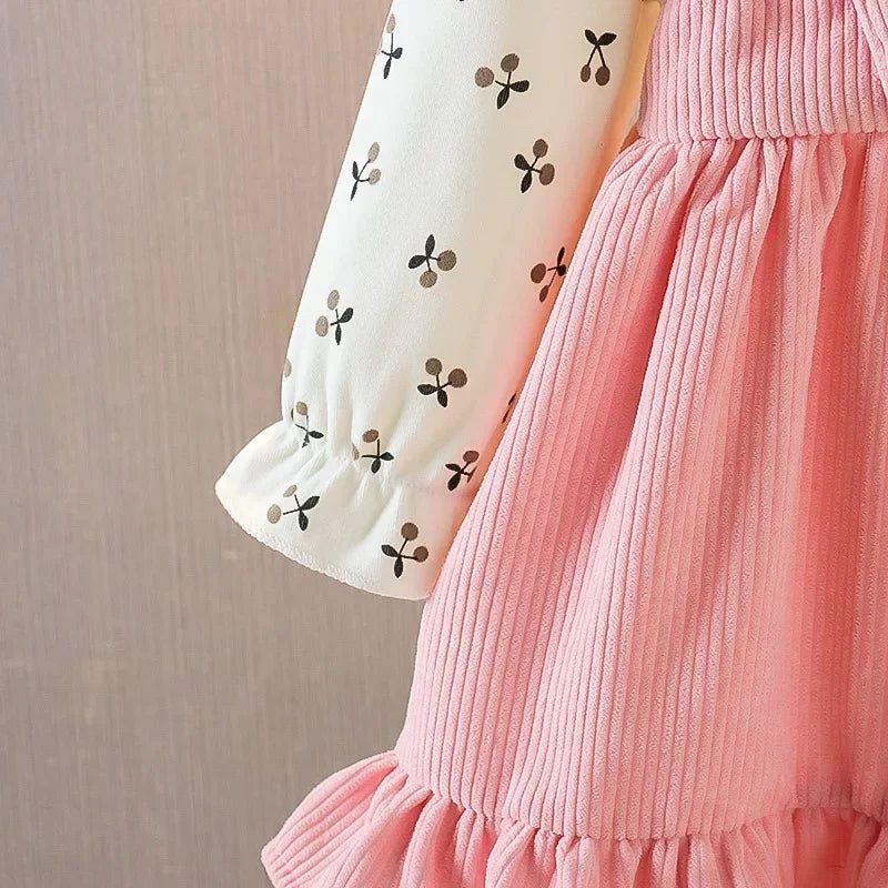 Baby Girl Dresses Spring and Autumn Floral Bear Girl Dresses Cute Long Sleeve Girls Dresses Baby Clothes Girl ﻿