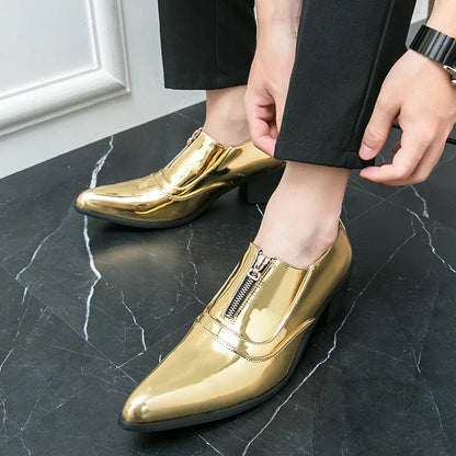 New Men's Wedding Dress Patent Leather Shoes Male Gold Blue Red Prom Punk Rock Homecoming Party Oxfords Footwear Zapatos Hombre