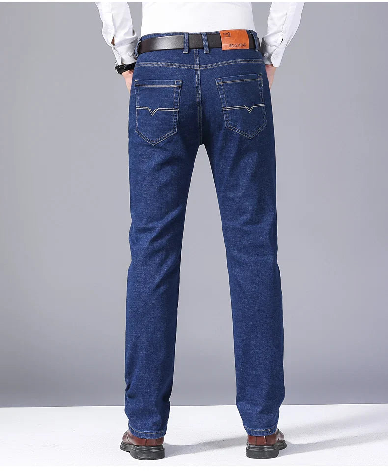2024 New Stretch Slim Fit Pants Comfortable Soft Business Denim Trousers Male Brand Clothing Men Fashion Straight Jeans 28-40