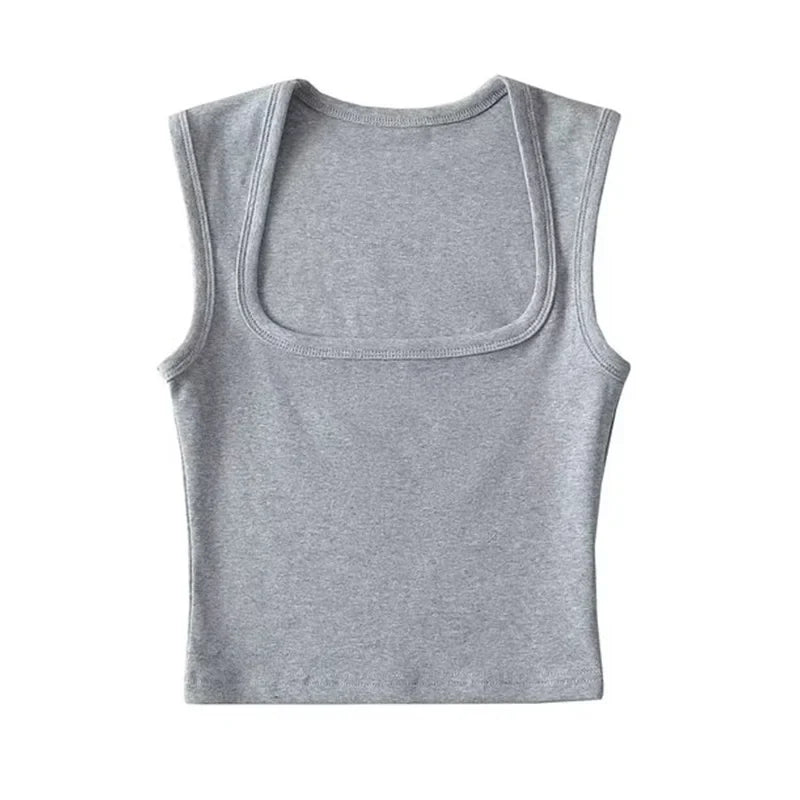 Deep Square Collar Vests 2023 Summer New Fashion Sexy Women's Crop Tops Sling Vest Camis