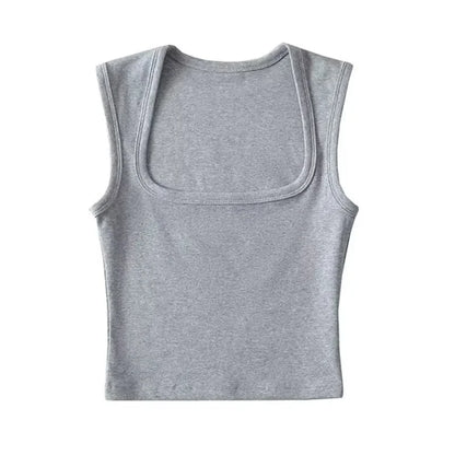 Deep Square Collar Vests 2023 Summer New Fashion Sexy Women's Crop Tops Sling Vest Camis