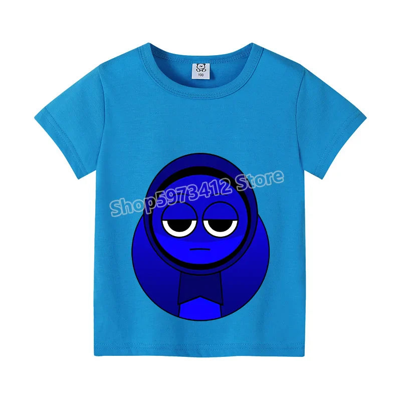Sprunki Kids T-shirt Summer Children Incredibox Game Cotton Short Sleeve Top Boy Anime Fashion Cute Tee Girl Casual Clothes Gift