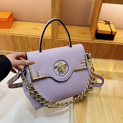 Premium Retro Messenger Bag Women - Textured Leather Shopper with Custom Paris Letter Logo & Versatile Crossbody Strap Design
