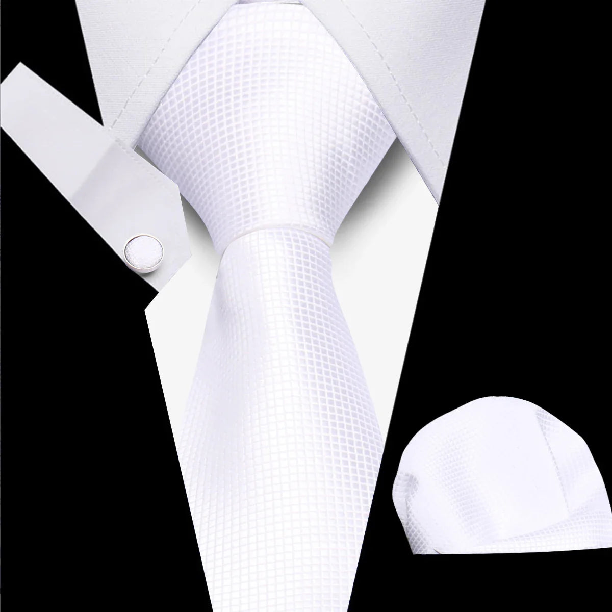 Classic Elegant Ties For Men Fashion Gifts Striped Solid Necktie Handchief Cufflink 3 Pcs Set Wedding Business Suit Accessories